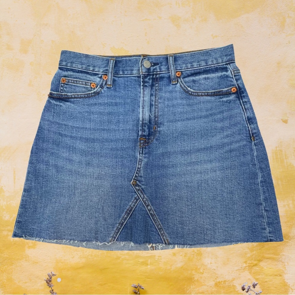 GAP-vintage!!-Denim Jean skirt-cut-off/raw hem- sz. 27-PERFECT